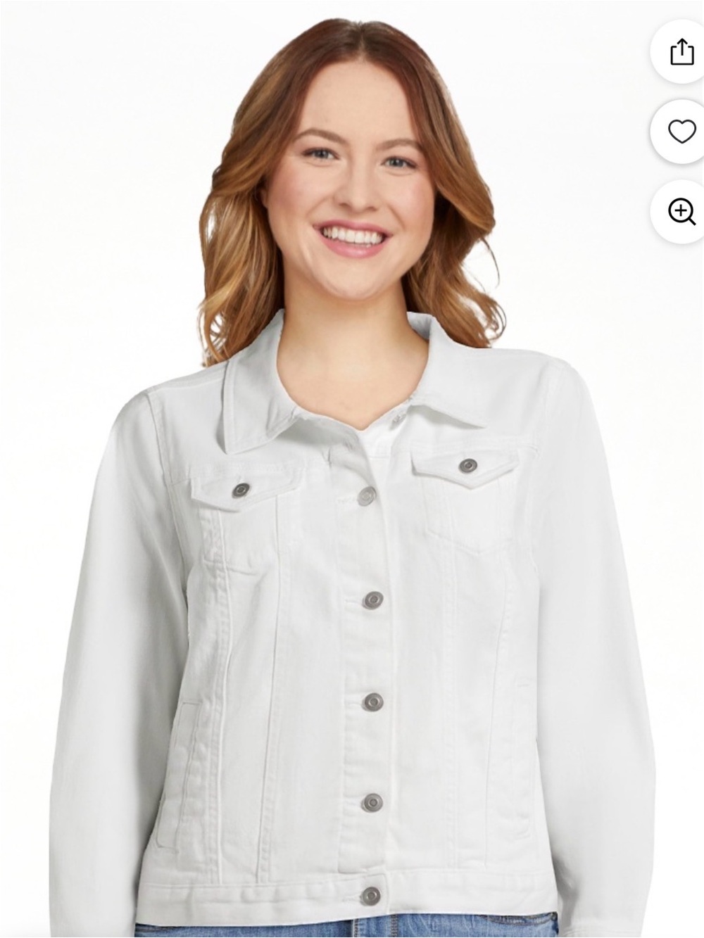 Time and Tru White Denim Jacket - Button-Front